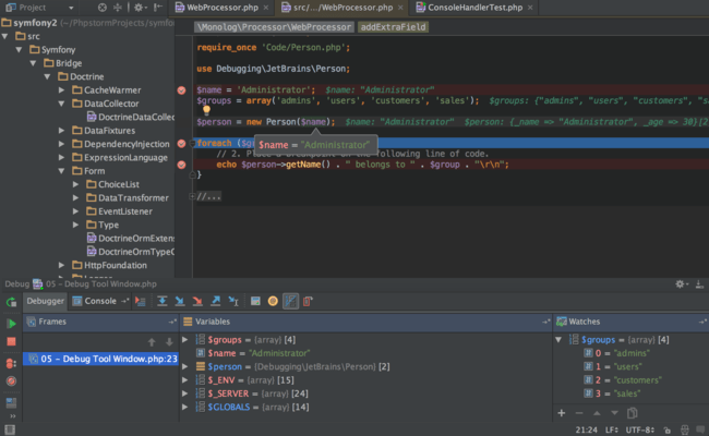 PhpStorm 的螢幕截圖